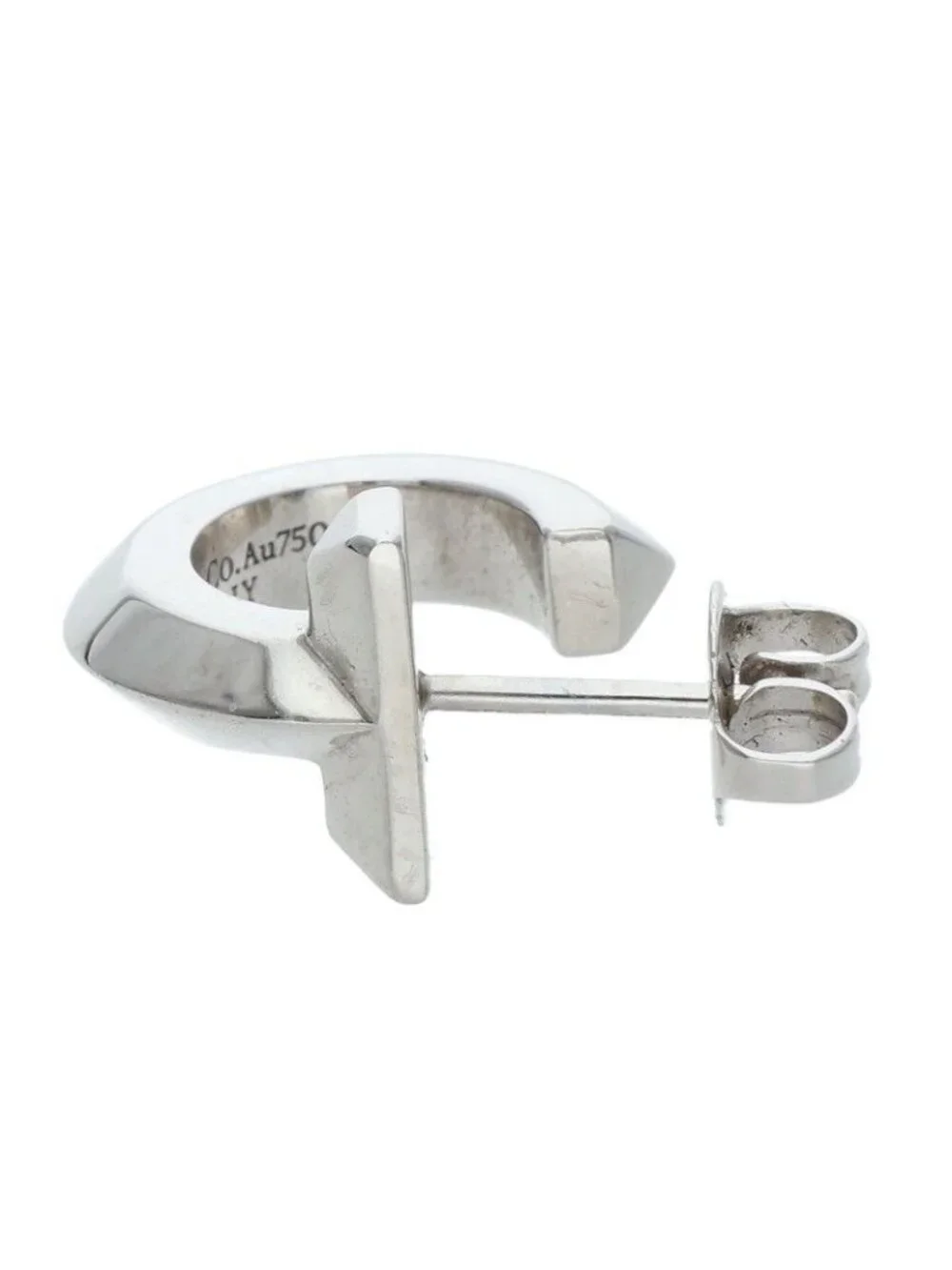 Tiffany & Co T One 18k White Gold Hoop Earrings